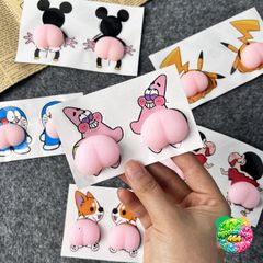 Miếng Dán Silicon Mông Giảm Stress Cute - Sticker Quả Đào Độc Đáo Cho Điện Thoại, Xe Hơi, Trang Trí Nhà Cửa