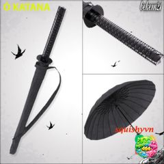 Ô Dù Katana Đen - Dù Che Mưa Chống Bão Cán Kiếm Nhật Siêu Bền, Thiết Kế Độc Đáo và Chắc Chắn 16 Nan 100cm