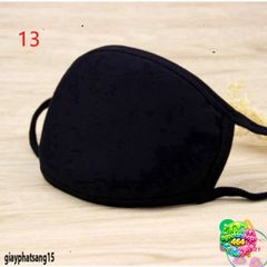 Khẩu Trang Cotton Dễ Thương Màu Đen In Hoạt Hình - Chống Bụi, Khói, PM2.5, Phù Hợp Mọi Hoạt Động Ngoài Trời
