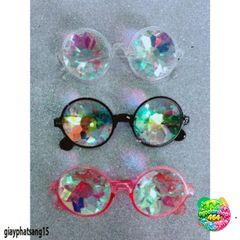 Kính Vạn Hoa Thời Trang Đen Hồng Trong Suốt - Kính Mát Kaleidoscope Dành Cho Tiệc Tùng và Halloween Náo Nhiệt