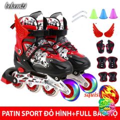 Giày Patin Trẻ Em 2 Lần Sáng Cao Cấp - Khung Kim Loại, Bánh Chạy Bền, Tặng 20 Món Bảo Hộ & Phụ Kiện - Giày Trượt Thể Thao Cho Bé