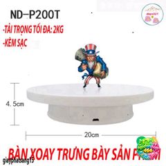 Đế Xoay Trưng Bày Sản Phẩm 360 Độ Nhỏ 20cm & 16cm - Đồ Trang Trí, Chụp Hình, Quay Video, Có Công Tắc USB, Màu Đen/Trắng