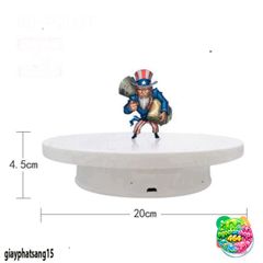 Đế Xoay Trưng Bày Sản Phẩm 360 Độ Nhỏ 20cm & 16cm - Đồ Trang Trí, Chụp Hình, Quay Video, Có Công Tắc USB, Màu Đen/Trắng