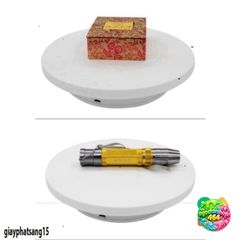 Đế Xoay Trưng Bày Sản Phẩm 360 Độ Nhỏ 20cm & 16cm - Đồ Trang Trí, Chụp Hình, Quay Video, Có Công Tắc USB, Màu Đen/Trắng