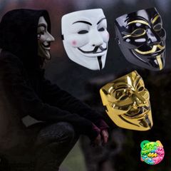 Mặt Nạ Hacker Anonymous Cosplay - Màu Vàng, Bạc, Đen, Trắng - Phụ Kiện Halloween Thời Trang Độc Đáo