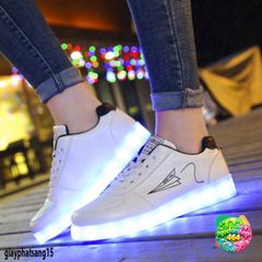 Giày LED Phát Sáng Máy Bay Thời Trang - 8 Chế Độ Đổi Màu, Giày Thể Thao Nam Nữ Xuân Hè, Đèn Nháy 7 Màu An Toàn Chống Nước