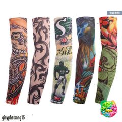 Găng Tay Hình Xăm Chống Nắng Tia UV Thể Thao Halloween - Nylon Co Giãn Dễ Giặt, Phù Hợp Cho Nam Nữ