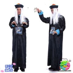 Bộ Trang Phục Cương Thi Thầy Pháp Sư Halloween - Áo Khoác, Mũ Đuôi Sam & Móng Tay Giả - Lễ Hội Hóa Trang Độc Đáo