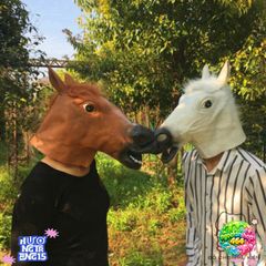 Mặt Nạ Đầu Ngựa Trắng - Phụ Kiện Hóa Trang Đặc Biệt Halloween, Cosplay Độc Đáo, Chất Liệu Latex An Toàn