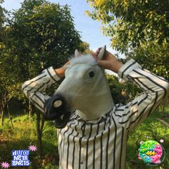 Mặt Nạ Đầu Ngựa Trắng - Phụ Kiện Hóa Trang Đặc Biệt Halloween, Cosplay Độc Đáo, Chất Liệu Latex An Toàn