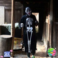 Áo Choàng Halloween Hình Bộ Xương Đầu Lâu, Dơi & Ma Cà Rồng - Trang Phục Hóa Trang Độc Đáo Cho Tiệc Hóa Trang