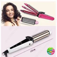 Lược Điện Nova 3 Trong 1 Đa Năng - Uốn, Sấy, Làm Xoăn Tóc Tại Nhà, Dễ Sử Dụng, An Toàn Cho Tóc, Màu Hồng/Trắng