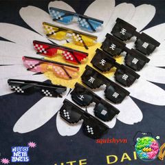 Kính Mắt Thug Life Pixelated Phong Cách Mosaic UV400 Dành Cho Nam Nữ - Kính Hip Hop Thời Trang Unisex