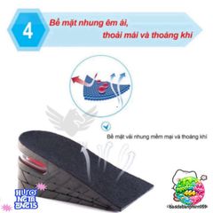 Lót Giày Tăng Chiều Cao Đệm Khí Cao Cấp - Thoáng Mát, Kháng Mùi, Phù Hợp Cho Nam Nữ, Điều Chỉnh 3-9cm