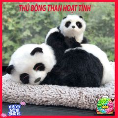 Gấu Đôi Panda Mẹ Con - Phụ Kiện Trang Trí Xe Hơi Với Lõi Than Hoạt Tính Khử Mùi, Dễ Thương Cho Không Gian Trong Lành