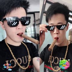 Kính Mát Nam Thug Life - Thiết Kế 8-Bit Đen Cá Tính - UV 400, Phong Cách Hiện Đại, Quà Tặng Thời Trang Hàng Ngày