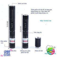 Đèn Pin Laser LASER 303 - Chiếu Xa 2 Km, Bộ Quà Tặng Kèm Pin & Sạc, Thiết Kế Siêu Nhẹ, Chống Nước, Phục Vụ Thuyết Trình và Phòng Vệ