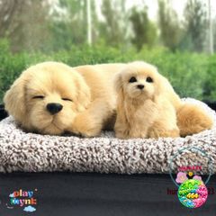 Chó Vàng Nhạt Đôi - Thú Bông Mẹ Con Lõi Than Hoạt Tính Hút Mùi, Khử Độc Trang Trí Xe Hơi, Dễ Thương Cho Trẻ Nhỏ