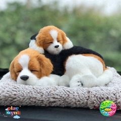 Chó Vàng Nhạt Đôi - Thú Bông Mẹ Con Lõi Than Hoạt Tính Hút Mùi, Khử Độc Trang Trí Xe Hơi, Dễ Thương Cho Trẻ Nhỏ