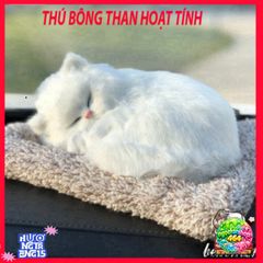 Khử Mùi Ô Tô An Toàn - Thú Bông Mèo Lông Mượt Lọc Khí Với Than Hoạt Tính - Phụ Kiện Trang Trí Xe Hơi Độc Đáo
