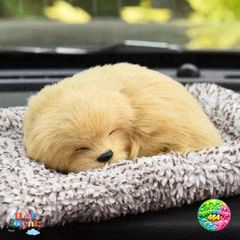 Tượng Chó Ngủ Khử Mùi Ô Tô - Bằng Than Tre Hoạt Tính, Trang Trí Nội Thất Xe Hơi, Kích Thước 16x15CM, Màu Trắng Đen