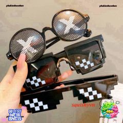 Kính Mắt Thug Life 6 Chấm MINECRAFT Đen & Trắng Unisex - Kính Thời Trang Phong Cách Dân Chơi, Miễn Phí Vận Chuyển