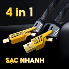 Bộ Sạc Đa Năng 4IN1 120W Cao Cấp - Sạc Nhanh PD, Kết Nối USB-C, Dây Dù Chống Đứt, Tương Thích Điện Thoại, Laptop