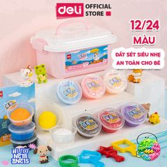 Đất Sét Tự Khô Deli Cho Trẻ Em - Bộ 12/24/36 Màu An Toàn, Không Dính Tay, Dễ Tạo Hình, Chất Liệu An Toàn.