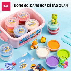 Đất Sét Tự Khô Deli Cho Trẻ Em - Bộ 12/24/36 Màu An Toàn, Không Dính Tay, Dễ Tạo Hình, Chất Liệu An Toàn.
