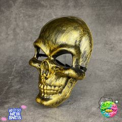 Khẩu Trang Đầu Lâu Màu Vàng Ánh Kim - Mặt Nạ Hóa Trang Halloween Dễ Di Chuyển - Phụ Kiện Tiệm Cắt Tóc
