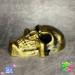 Khẩu Trang Đầu Lâu Màu Vàng Ánh Kim - Mặt Nạ Hóa Trang Halloween Dễ Di Chuyển - Phụ Kiện Tiệm Cắt Tóc