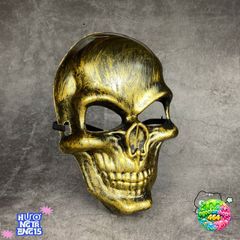 Khẩu Trang Đầu Lâu Màu Vàng Ánh Kim - Mặt Nạ Hóa Trang Halloween Dễ Di Chuyển - Phụ Kiện Tiệm Cắt Tóc