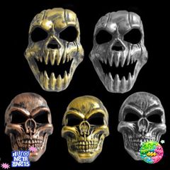 Khẩu Trang Đầu Lâu Màu Vàng Ánh Kim - Mặt Nạ Hóa Trang Halloween Dễ Di Chuyển - Phụ Kiện Tiệm Cắt Tóc