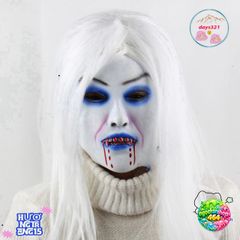 Mặt Nạ Móng Nữ Trắng Zombie - Hóa Trang Halloween & Trung Thu, Phụ Kiện Lễ Hội Độc Đáo, Tóc Dài Mềm Mịn
