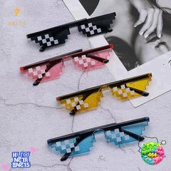 Kính Mát Thug Life Pixel Retro - Kính Râm Khảm Độc Đáo, Thời Trang, Chống Tia UV, Phong Cách Game Thủ