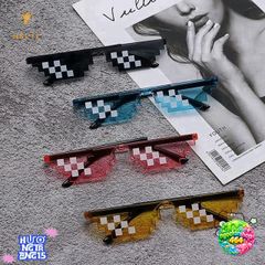 Kính Mát Thug Life Pixel Retro - Kính Râm Khảm Độc Đáo, Thời Trang, Chống Tia UV, Phong Cách Game Thủ