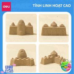 Bộ Chơi Xô Cát Động Lực Deli 500g với 6 Khuôn - Đồ Chơi Sáng Tạo Cho Trẻ Em Từ 3 Tuổi - Màu Xanh, Hồng, Vàng
