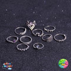 Bộ 10 Nhẫn Vintage Chạm Khắc Đẹp - Trang Sức Đính Đá Quý Opal, Quà Tặng Độc Đáo Cho Nữ Giới