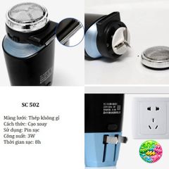Máy Cạo Râu Yandou SC502 Lưỡi Xoay - Máy Cạo Râu Pin Sạc Bền Bỉ, Đầu Cạo Sắc Bén, Tiện Lợi Cho Đàn Ông