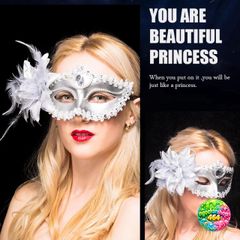 Mặt Nạ Nửa Mặt Đính Kim Cương Tinh Tế - Phụ Kiện Hóa Trang Công Chúa Cho Tiệc Halloween và Lễ Hội