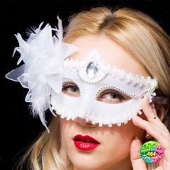Mặt Nạ Nửa Mặt Đính Kim Cương Tinh Tế - Phụ Kiện Hóa Trang Công Chúa Cho Tiệc Halloween và Lễ Hội