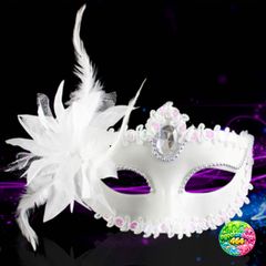 Mặt Nạ Nửa Mặt Đính Kim Cương Tinh Tế - Phụ Kiện Hóa Trang Công Chúa Cho Tiệc Halloween và Lễ Hội