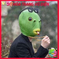 Mặt Nạ Độc Tâm Đầu Cá Xanh Latex - Hóa Trang Halloween Thú Vị Cho Người Lớn - Quà Tặng Độc Đáo