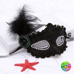Áo Mặt Nạ Venetian Đính Kim Cương Phối Lông Vũ Màu Tím - Phụ Kiện Tiệc Cưới và Lễ Hội Sang Trọng cho Nữ