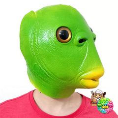 Mặt Nạ Cá Xanh Lá Silicon Vui Nhộn - Phụ Kiện Halloween Độc Đáo, Màu Sắc Sống Động Cho Các Sự Kiện, Lễ Hội