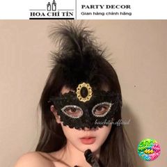 Mặt Nạ Hóa Trang Dự Tiệc Lông Vũ Ngọc - Phụ Kiện Thời Trang Halloween Độc Đáo Cho Nam Nữ, Dung Để Biểu Diễn Và Quay Video