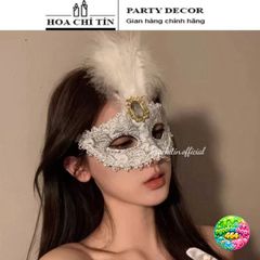 Mặt Nạ Hóa Trang Dự Tiệc Lông Vũ Ngọc - Phụ Kiện Thời Trang Halloween Độc Đáo Cho Nam Nữ, Dung Để Biểu Diễn Và Quay Video