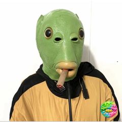Mặt Nạ Hóa Trang Đầu Cá Chép Xanh Silicone Độc Đáo - Đạo Cụ Cosplay Cho Halloween và Tiệc Tùng