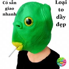 Mặt Nạ Hóa Trang Đầu Cá Chép Xanh Silicone Độc Đáo - Đạo Cụ Cosplay Cho Halloween và Tiệc Tùng