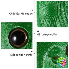 Mũ Đội Đầu Silicone Xanh Lá Cá Ngộ Nghĩnh - Trang Trí Halloween, Lễ Hội, Giáng Sinh Cho Người Lớn & Trẻ Em